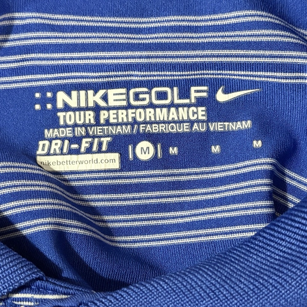 Nike Golf Tour Performance Polo Shirt Dri-Fit Blue White Striped Men's Size‎ M - Picture 3 of 9